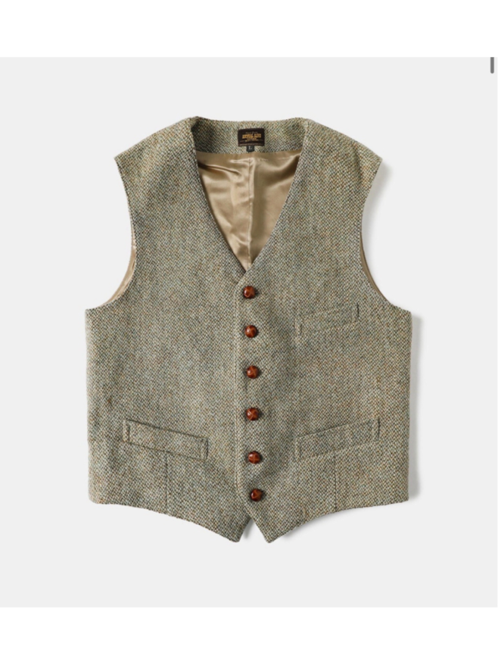 1930s Tweed Casual Suit Vest Annual Ring Size XL USA SHIP